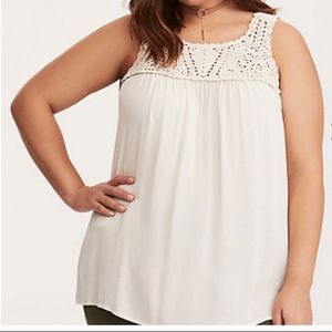 Torrid Cream Crocheted Top Sleeveless Shirt